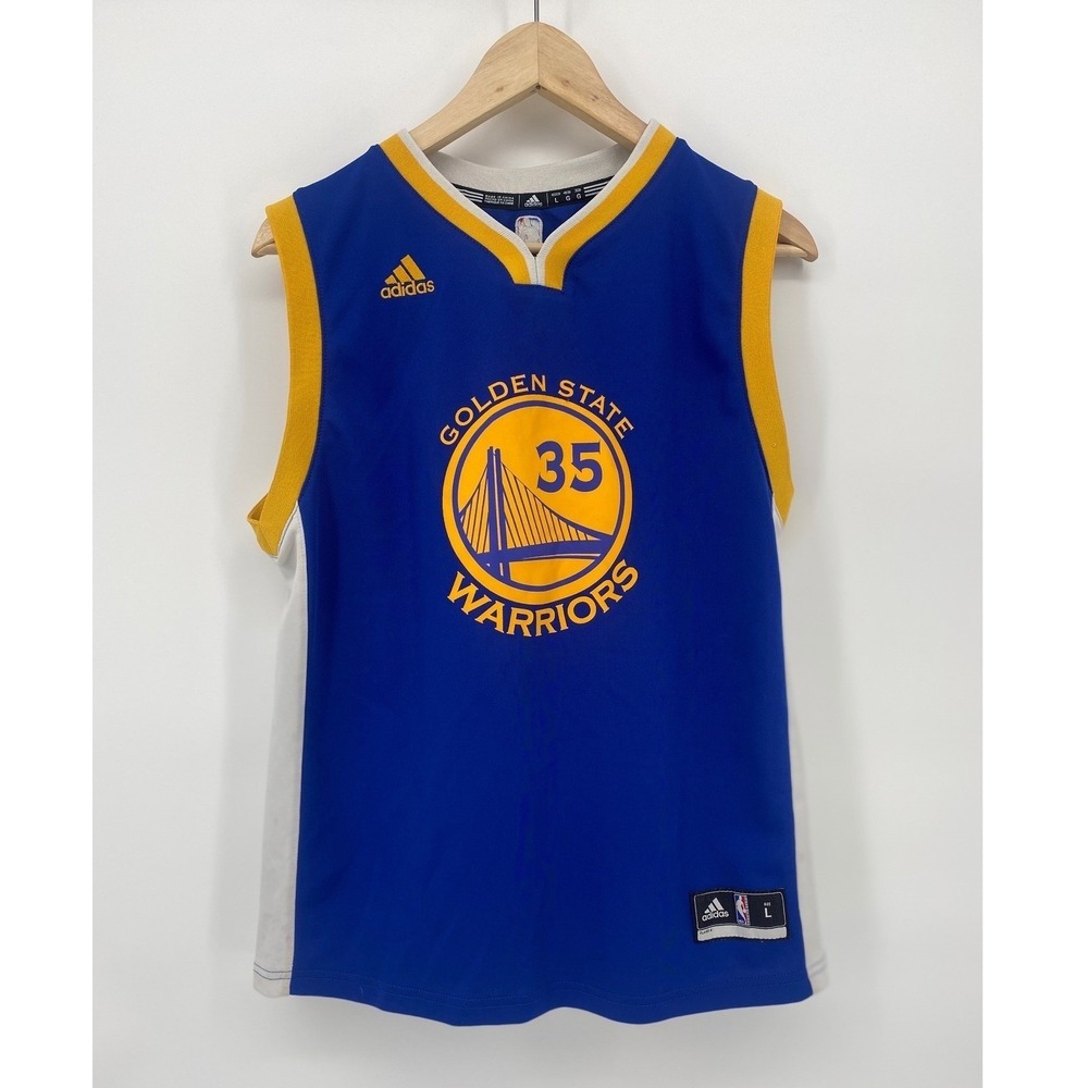 Adidas‎ Kevin Durant Warriors Jersey Youth L Blue Good #35 NBA Basketball